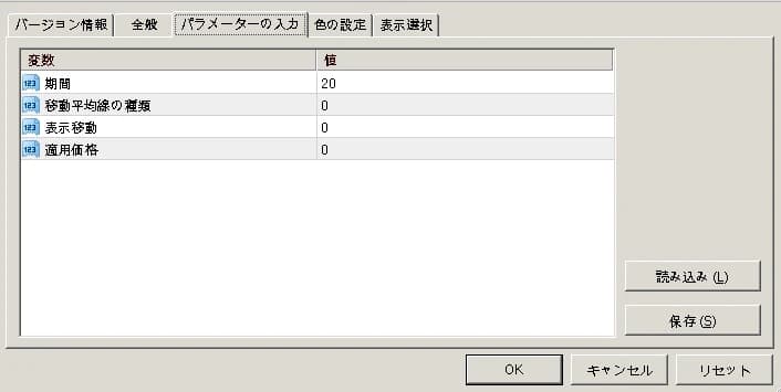 各種パラメーター