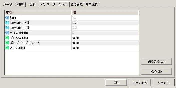 各種パラメーター