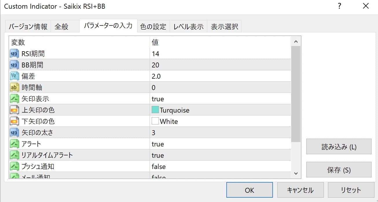 各種パラメーター