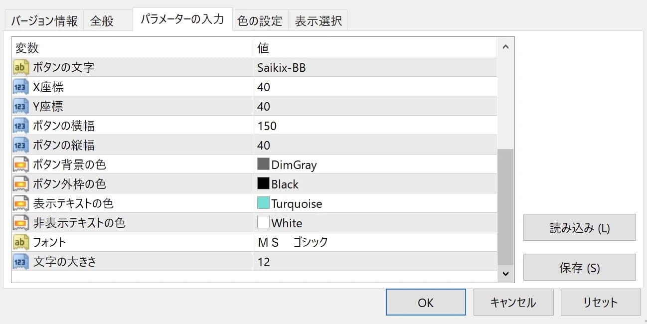 各種パラメーター(図2)