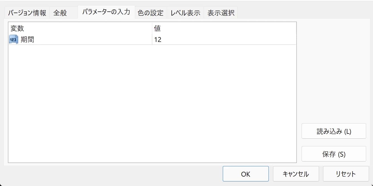 各種パラメーター